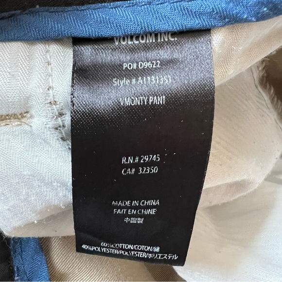 Men’s Volcom VMonty Straight Leg Chino Pants Tan 32 - Picture 5 of 8